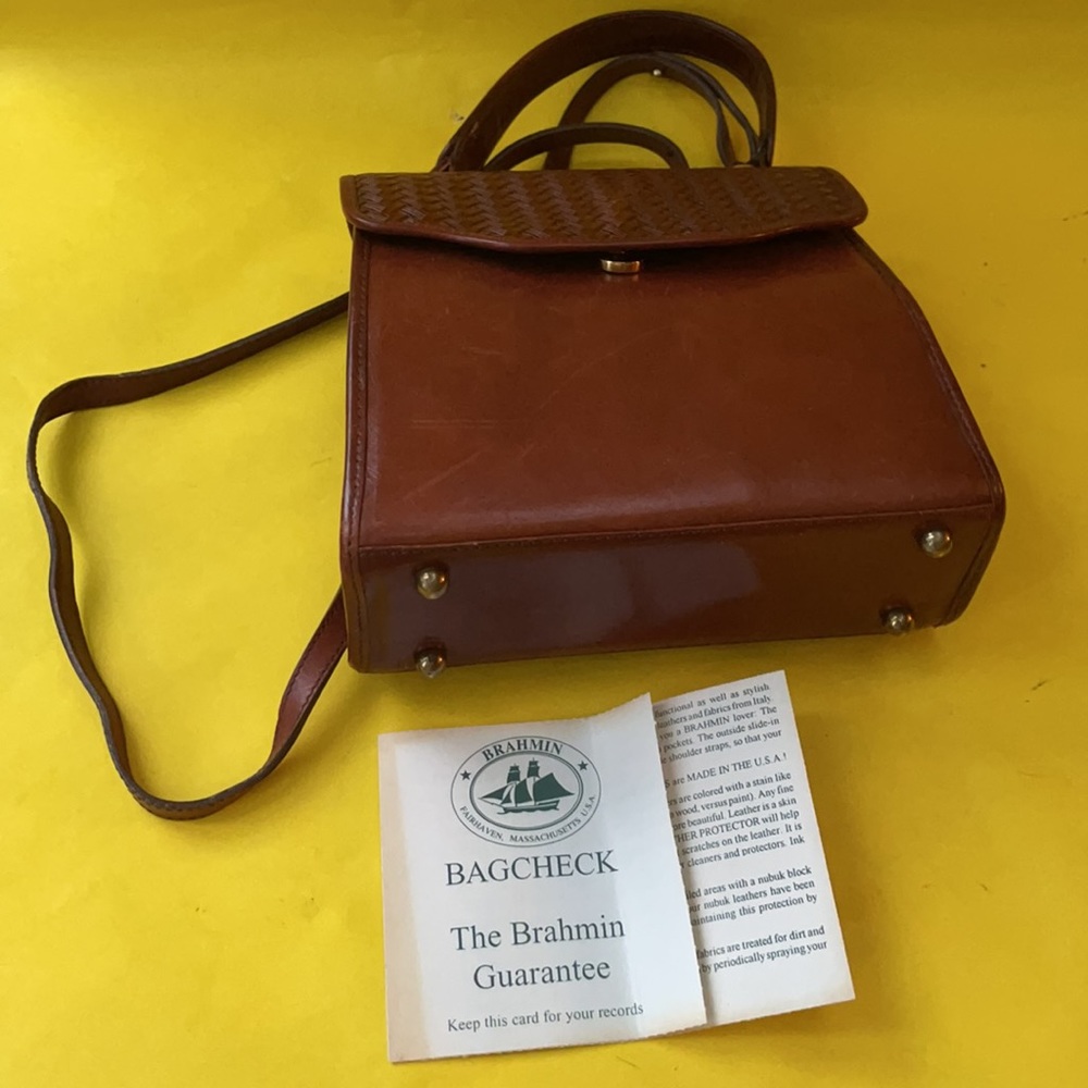 Vintage 80’s reddish brown Brahmin all leather crossbody bag - Picture 15 of 16